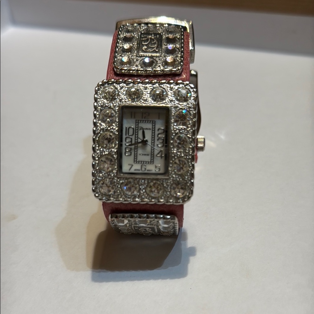 Rhinestone Embellished Watch with pink Band